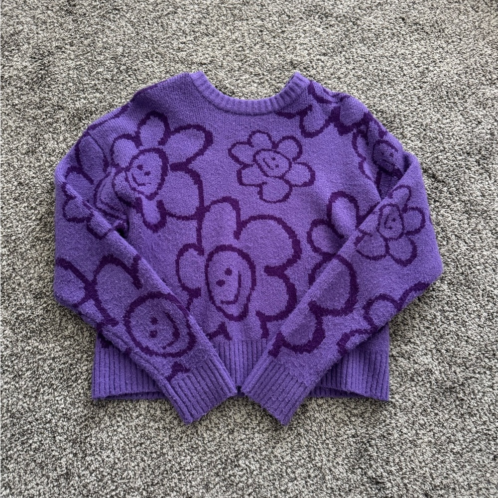 Purple Floral Women's Sweater